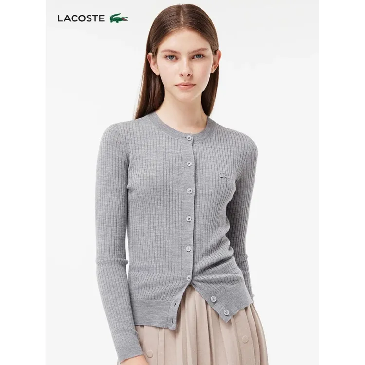 【双十一】LACOSTE法国鳄鱼女装百搭圆领毛衣羊毛开衫|AF2560