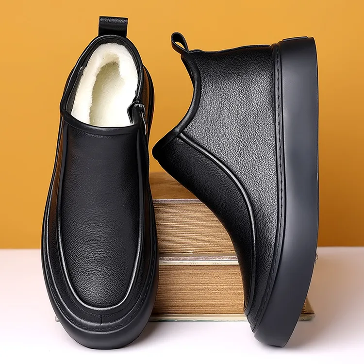 男鞋冬季2024新款男士软底棉皮鞋加绒防水棉鞋男防滑保暖