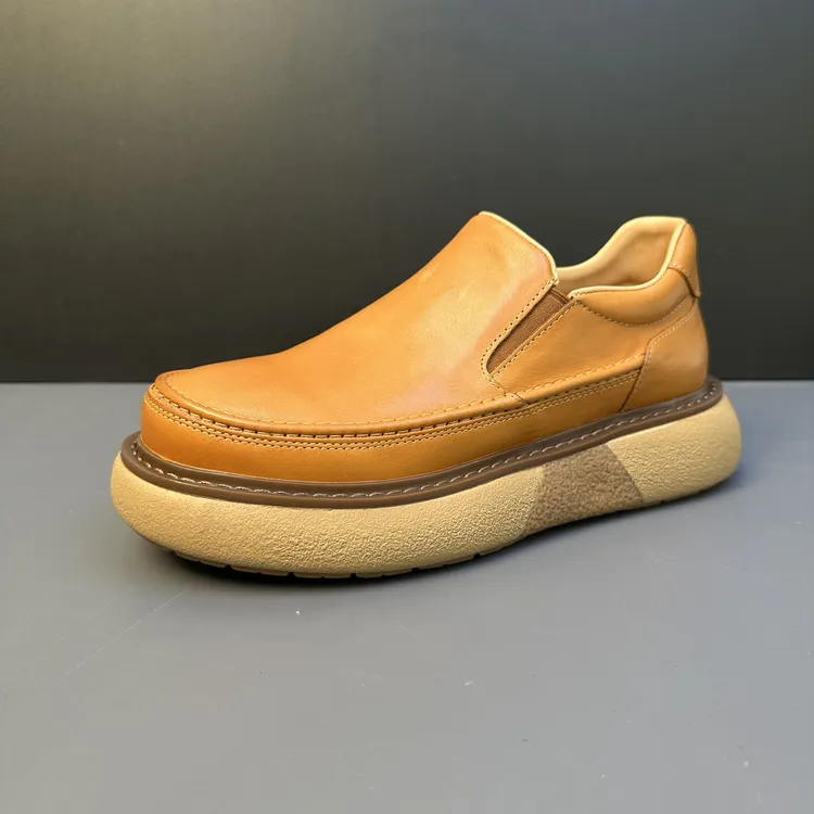 鞋子男潮真皮休闲男士乐福鞋厚底百搭复古潮鞋男一脚蹬懒人驾车鞋