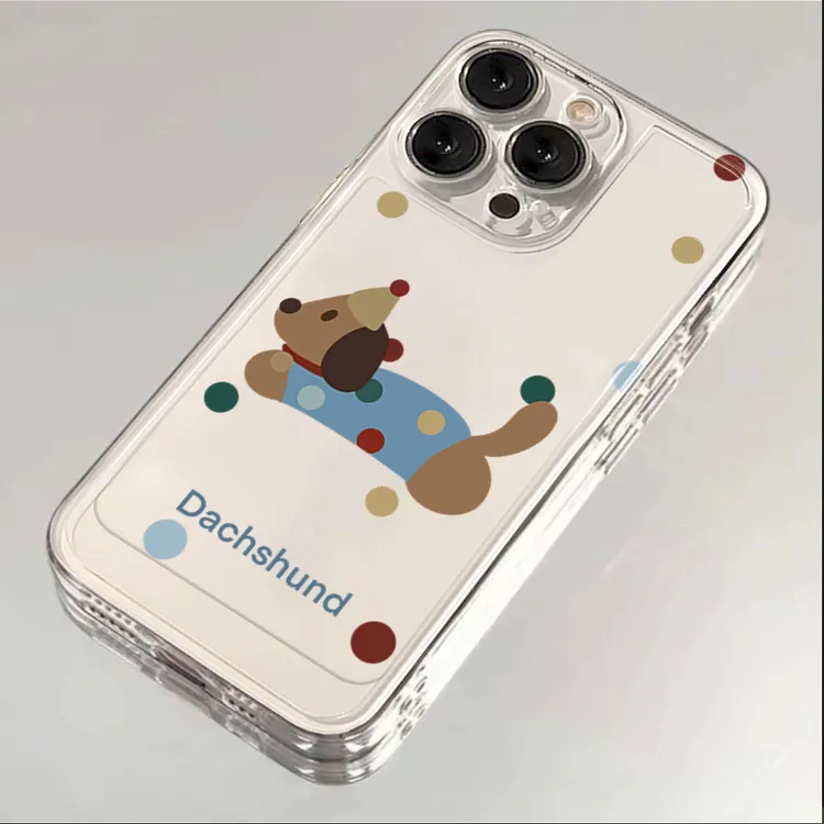 波点腊肠狗适用iPhone15苹果手机壳14promax软13/12/8透明/11创意