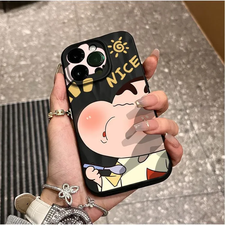 Nice搞怪小新iphone15苹果手机壳14promax褶皱13pro高级12全包11