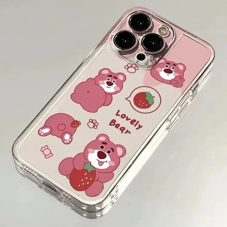 迪士尼草莓熊iphone15苹果卡通手机壳14promax软胶13pro透明12/11