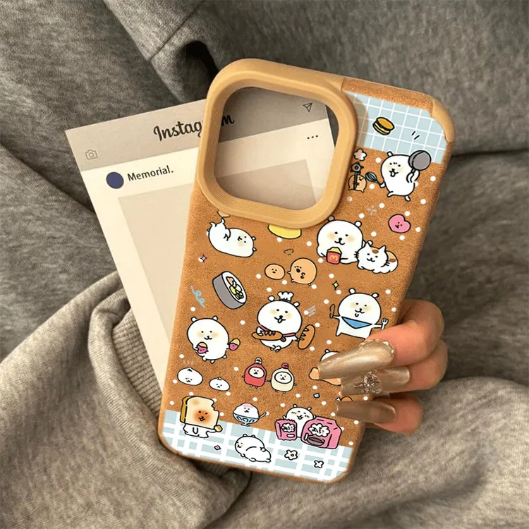 自嘲熊烘焙师翻毛皮适用苹果1615promax手机壳iPhone13软12/11/14