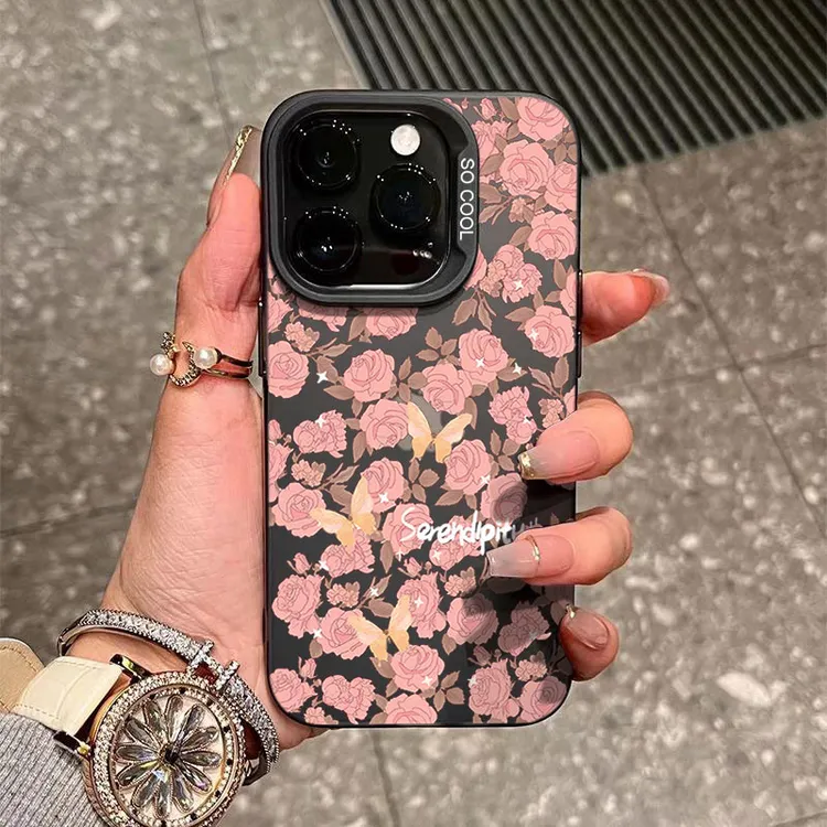 满屏粉玫瑰iPhone15_14promax手机壳新款11苹果13P软硅胶12防摔XS