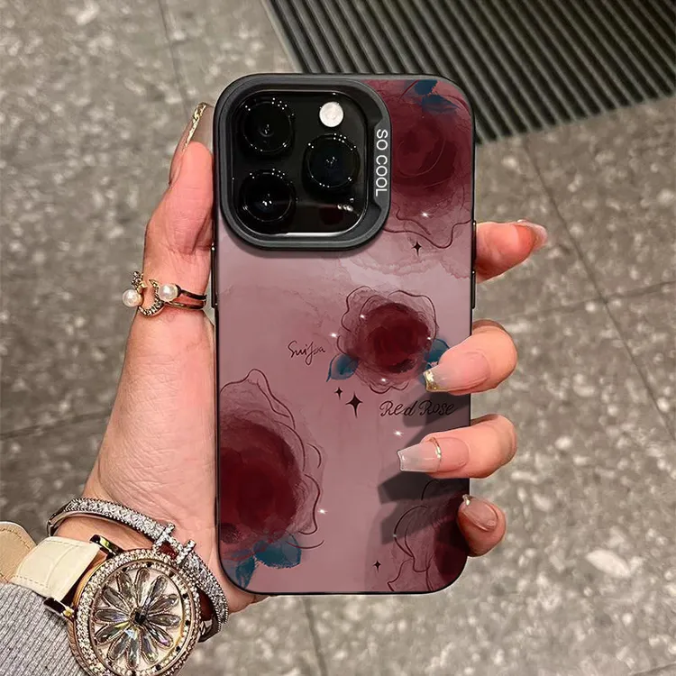 ins红玫瑰iPhone15_14promax手机壳高级11苹果13P软硅胶12防摔XS
