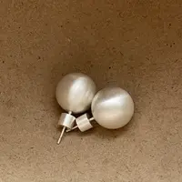 925银耳饰 米娜家主播自留拉丝铜镀金圆球耳环 