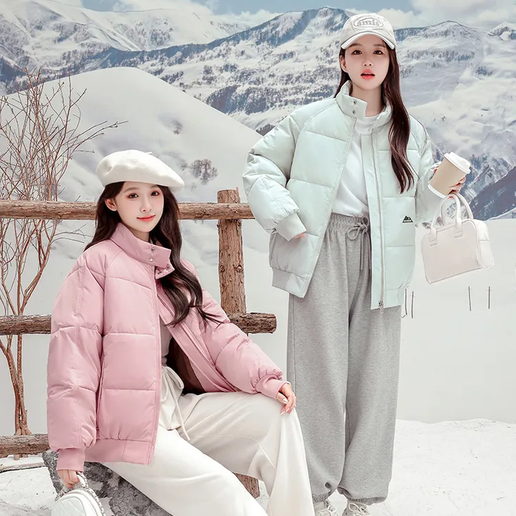 短款立领棉服2025冬季新款加厚棉衣小个子宽松纯色百搭面包服外套