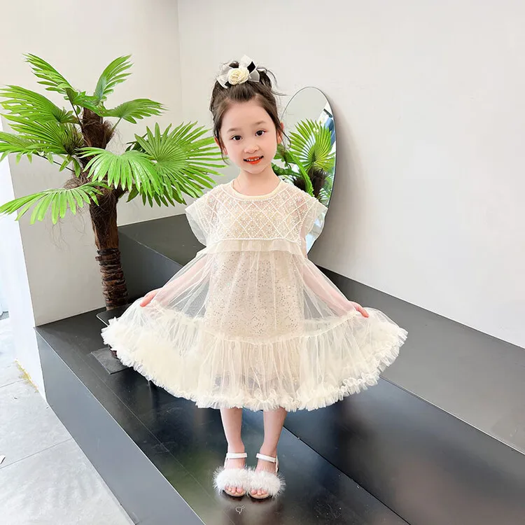 女童韩版连衣裙裙夏装公主裙女宝宝儿童裙子洋气凸凸裙童装小女孩