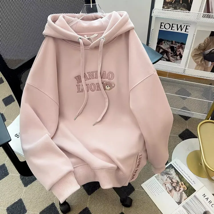 女童秋季卫衣2025新款中大童女孩秋冬款韩版绣花甜美刺绣连帽上衣