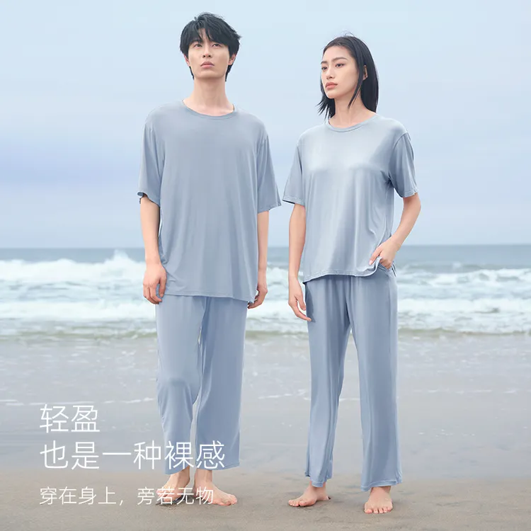 【发发专属】觅丝【裸感】莫代尔透气情侣薄款宽松居家短袖家居服