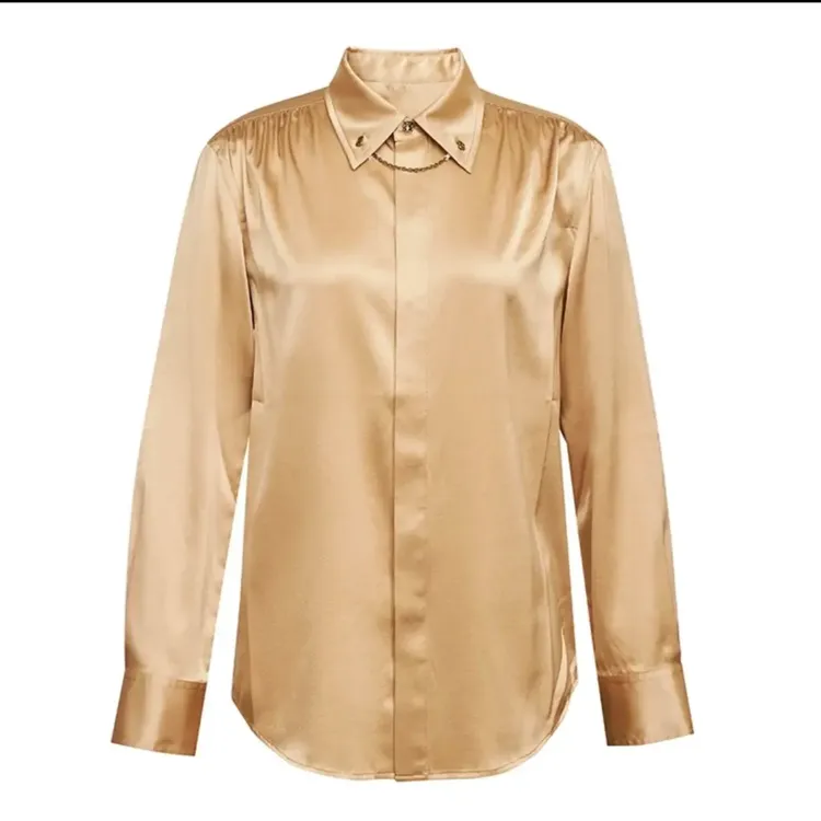 AMASS/阿玛施色丁质感百搭显瘦设计款衬衫附金属链扣5300988