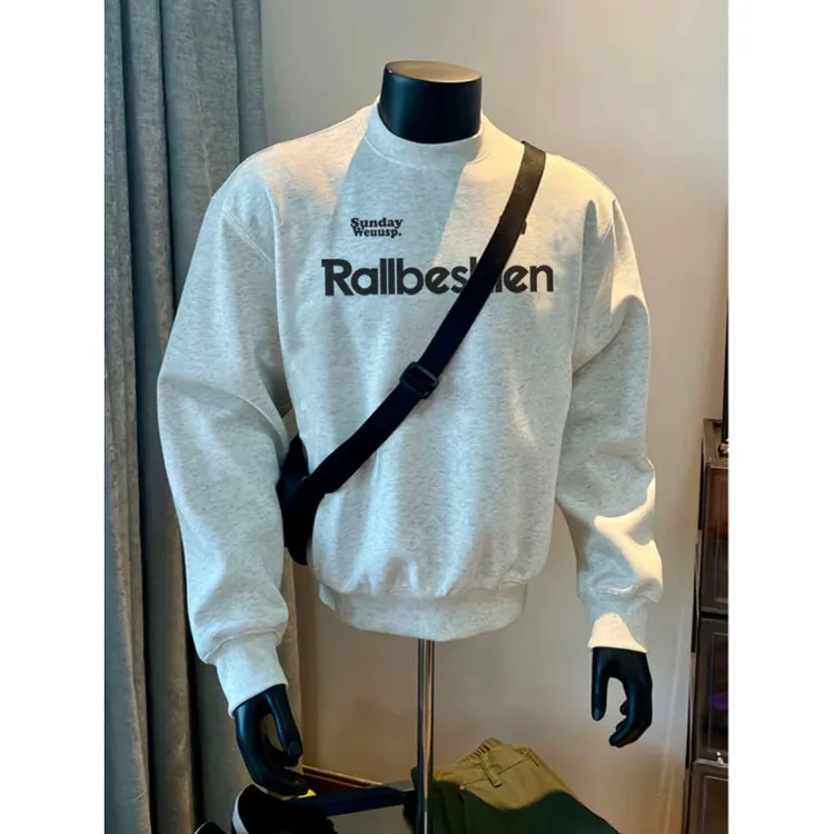 boxy卫衣男款潮牌春季短款圆领高克重磅硬挺上衣美式cleanfit外套