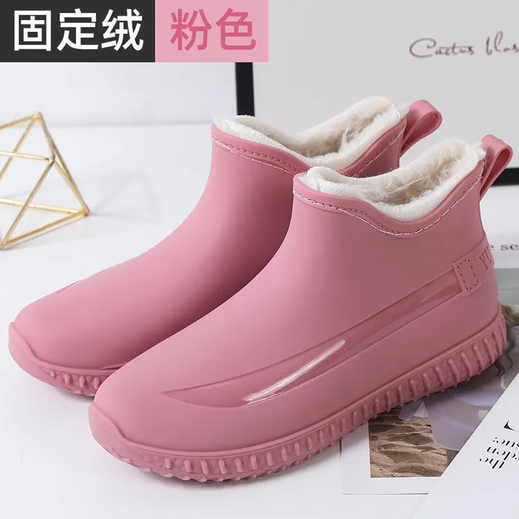 雨鞋女款2025新款爆款水鞋女款防滑时尚女士短筒加绒防水雨靴胶鞋