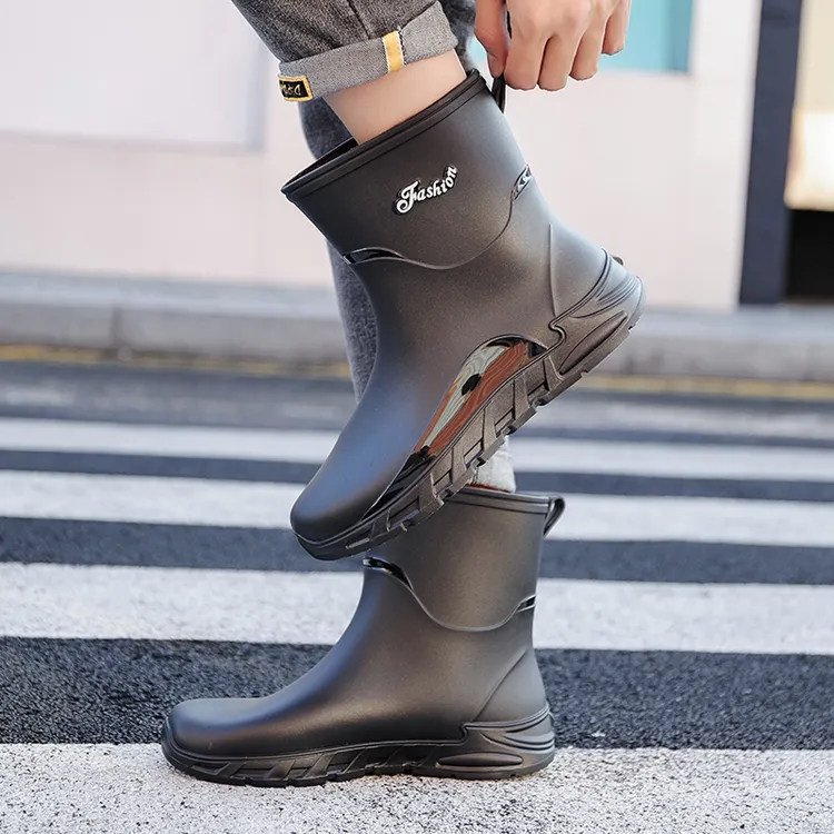 雨鞋男款时尚中筒雨靴男士防滑防水鞋工作耐磨防水工作胶鞋钓鱼鞋