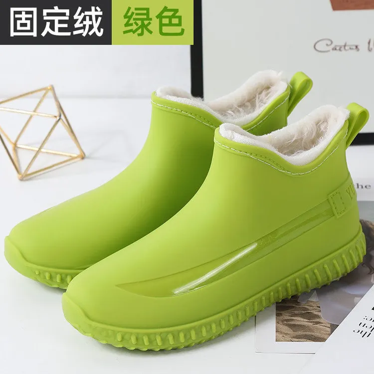 雨鞋女款2025新款爆款时尚短筒水鞋女士防滑胶鞋外穿防水雨靴加绒