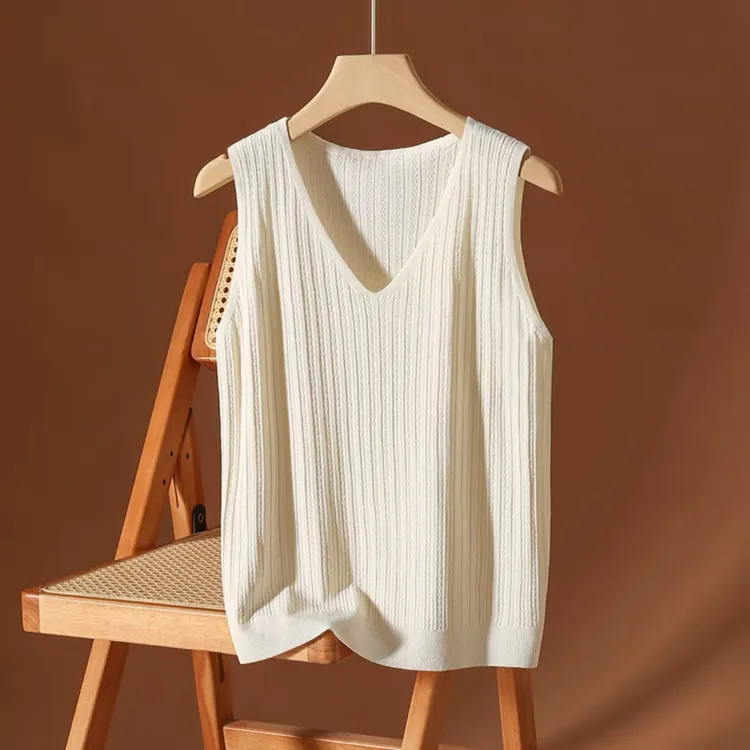 宽松新款V领无袖冰丝小吊带内搭外穿背心女夏季上衣打底衫T恤薄款