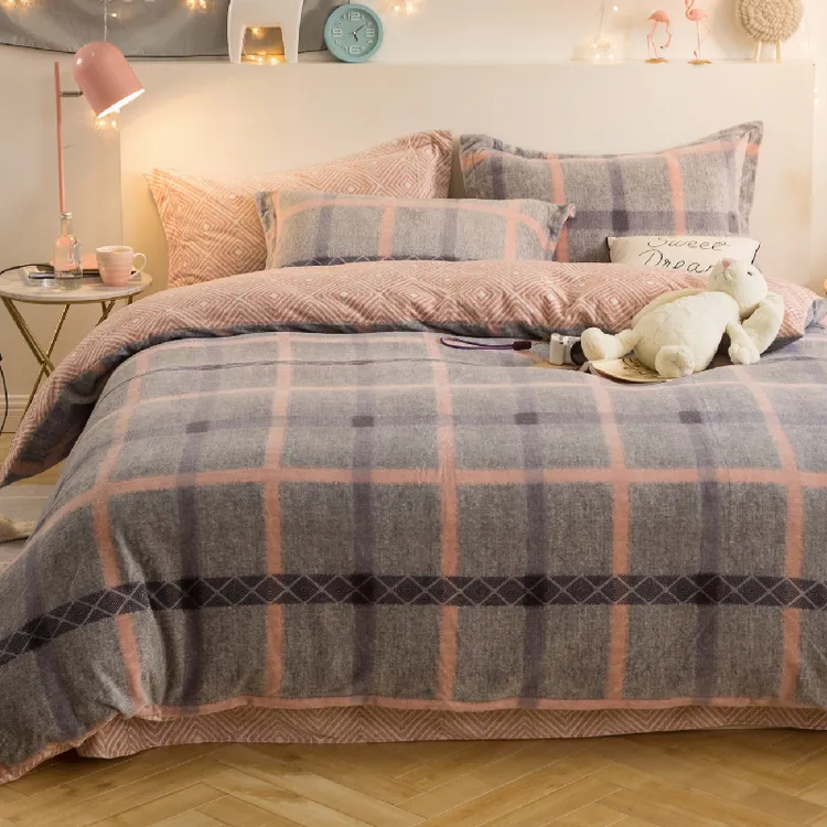 路约威格冬季保暖牛奶绒珊瑚绒加绒磨毛四件套法兰绒宝宝床上用品