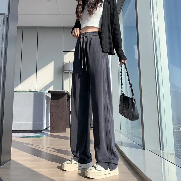 春季新款垂感直筒裤高腰显瘦休闲裤春夏薄款宽松香蕉裤窄版阔腿裤