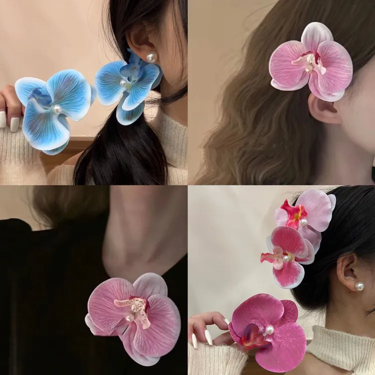 今生戴花今世漂亮蝴蝶兰花立体边夹发夹头饰超甜美超仙可爱