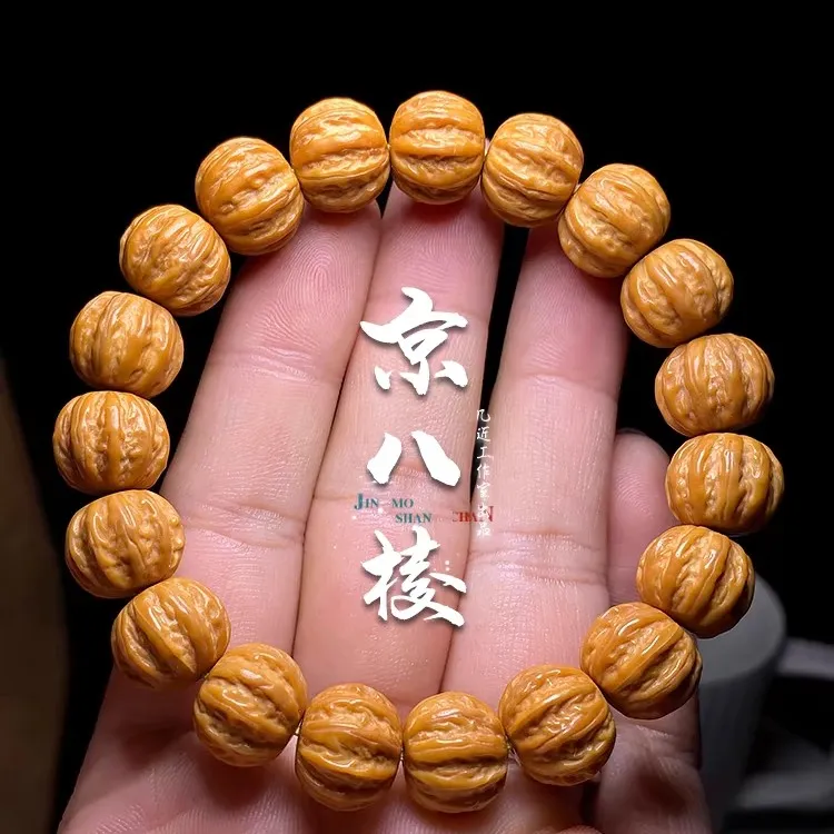 精品雕刻大粗筋猴头京八棱手串男菩提高档文玩佛珠小核桃盘玩配饰