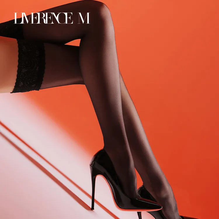涞觅润丝「丝滑0.01」薄款性感长筒丝袜女复古蕾丝防滑高筒过膝袜