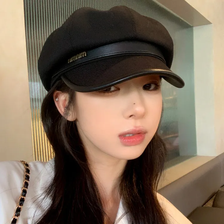 高级感春秋鸭舌帽女日系黑色休闲复古画家贝雷帽显脸小云朵八角帽