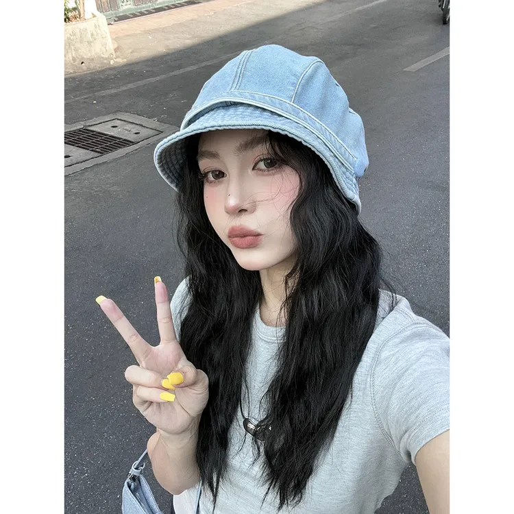 东大门同款复古牛仔鸭舌堆堆帽春夏出街造型贝雷帽女显脸小画家帽