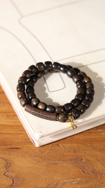 （五条配8/9双圈手串）巴布亚贡木天然复古原木雕刻文玩