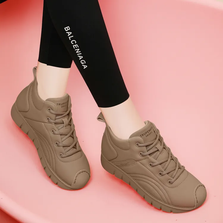 真皮老爹鞋女款2025冬季加绒厚底运动休闲小皮鞋软底阿甘鞋德训鞋