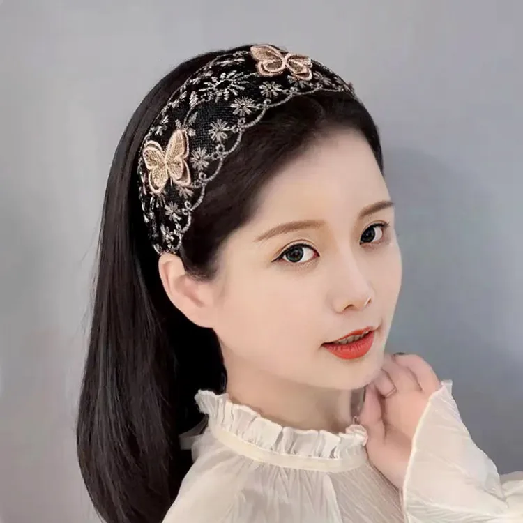 妈妈碎发发箍宽边带齿蝴蝶遮白发神器压发卡发夹头箍