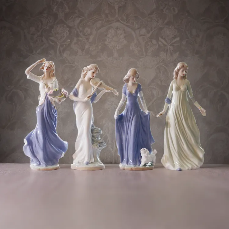 工艺品家居摆件酒柜现代轻奢摆件电视柜房间陶瓷摆设西洋女装饰品