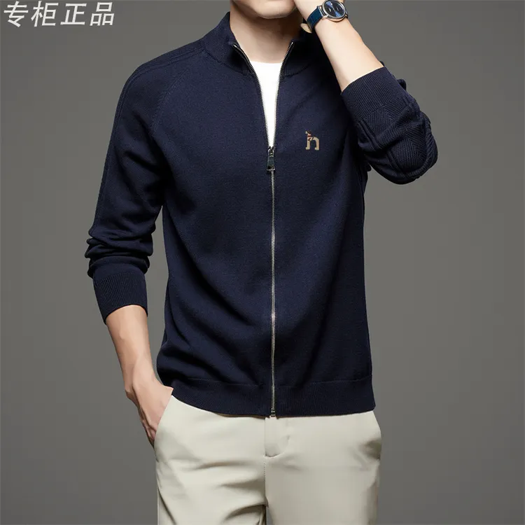 100%纯羊毛正品新款羊毛衫开衫外套毛衣2025秋冬新款针织上衣男装