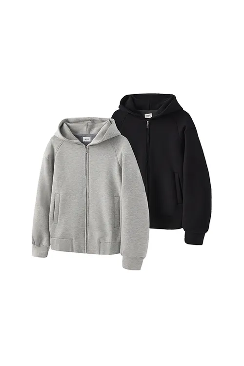 END RITES 重磅420g太空棉廓形灰色cleanfit弯刀卫衣外套宽松男女