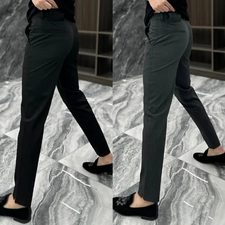 欧货男士经典高定修身百搭小脚开叉偏九分专柜时尚西裤休闲裤