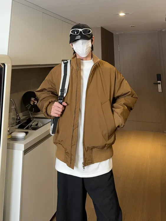 美拉德短款棉服男秋冬设计感廓形潮流百搭棒球服美式潮牌立领外套