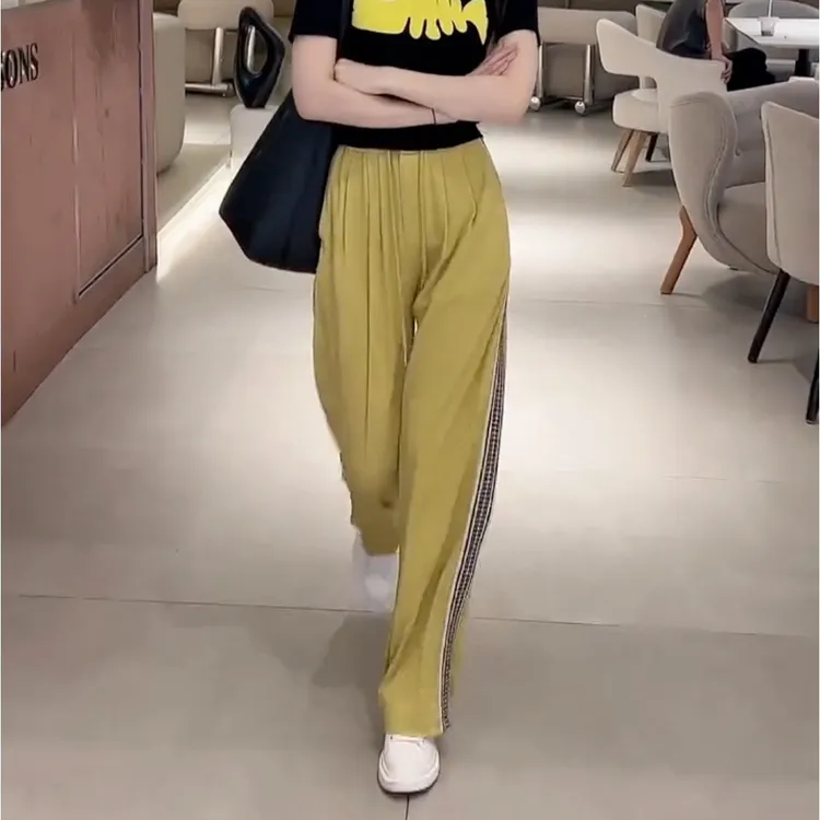 薄款休闲运动裤高档韩版高腰显瘦窄版阔腿裤百搭时尚春游凉凉裤