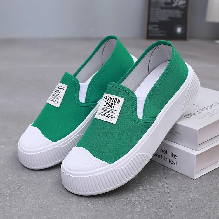 帆布鞋女单鞋春夏新款韩版时尚百搭休闲舒适一脚蹬懒人鞋学生鞋女