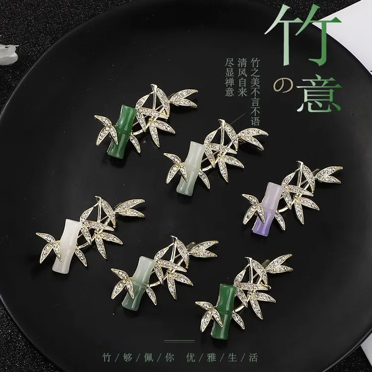 中国风复古竹子胸针领口防走光旗袍别针高档毛衣西服胸饰配饰品女