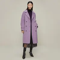 【籽言专属】曼德诗M431775舒适纯羊毛双面呢西装领长款毛呢外套