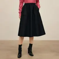 【丽公主】气质高腰半身裙女秋季赫本风百搭优雅小黑裙Y207302497