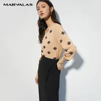 【籽言专属】镂空圆领针织衫女提花气质百搭长袖套头衫M731071