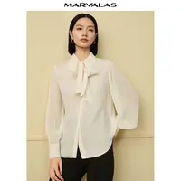 【丽公主】通勤气质衬衫女法式领结设计感纯色衬衣M311305128