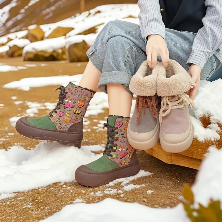 J&M/快乐玛丽棉鞋冬季保暖加绒加厚雪地靴女款鞋子女款秋冬爆款