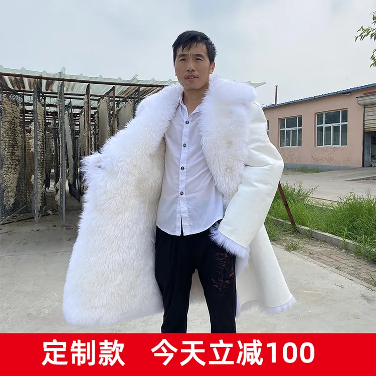 原生态绵羊皮袄长毛保暖真皮皮大衣防寒皮毛一体中长款秋冬加厚