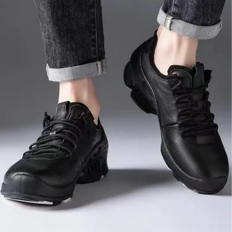 黑色新款男鞋大经典真皮厚底透气男士运动鞋防滑复古百搭休闲鞋