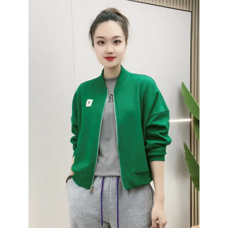 春款新品简约时尚潮流韩版休闲百搭显瘦加绒棒球服外套运动夹克衫
