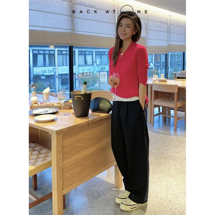 BackAtOne  “飒美都市” 时尚百搭斜纹藏青色休闲裤 BEF-2BI011Q-K