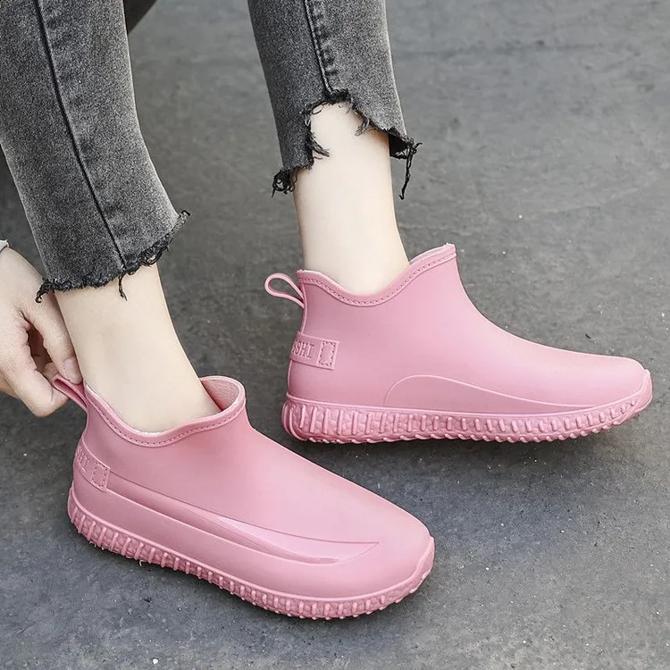 雨鞋女式外穿短筒雨靴防水时尚甜美纯色胶鞋厨房防滑洗车工作耐磨