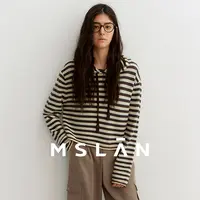MSLAN秀场同款/2024年冬季新款连帽撞色条纹卫衣针织套衫 MGDN152
