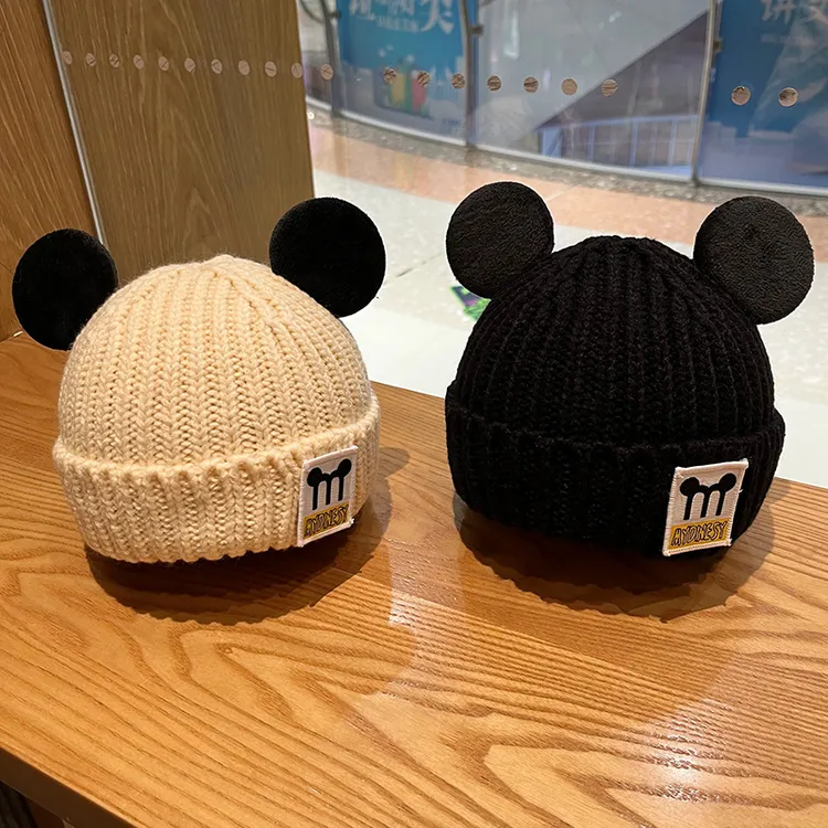 韩版宝宝帽子秋冬季婴儿M毛线帽男女童防风套头帽儿童可爱保暖帽 